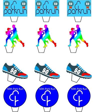 Made4You 50th Park Run - Edible Cupcake Toppers - Stand-up Wafer Cake Decorations (24) - Buy Online on GoSupps.com