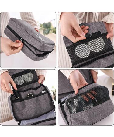 Cooja Hanging Toiletry Bag for Women - Travel Washbag with Hook & Handle, Grey - Includes 1 Toilet Bag + 2 Drawstring Bags - Buy Online on GoSupps.com