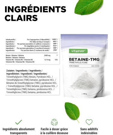 Betaine (TMG) - 150g - Sugar beet betaine - 99% purity - Trimethylglycine - High dose - Vegan - Buy Online on GoSupps.com