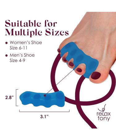 Toe Spacers for Comfort & Alignment | Silicone Toe Separators to Relieve Pain & Correct Toes | Anatomical Toe Stretchers for Men & Women - (Blue - Buy Online on GoSupps.com