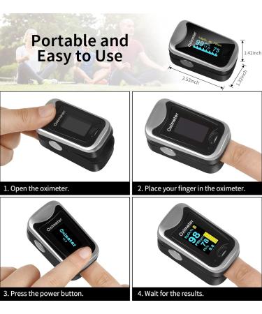 LOVEWEE Upgraded Pulse Oximeter - SpO2 & Heart Rate Monitor with Large OLED Display | Portable Fingertip Oximetry (Black-Silver) - Fast International Shipping - Buy Online on GoSupps.com