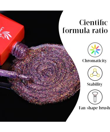 Lavender Violets 15ml Gel Nail Polish - Purple Irregular Sequins Golden Fireworks Colour - Salon Quality UV LED Soak Off Manicure Pedicure - Milky Way A0685 - Buy Online on GoSupps.com