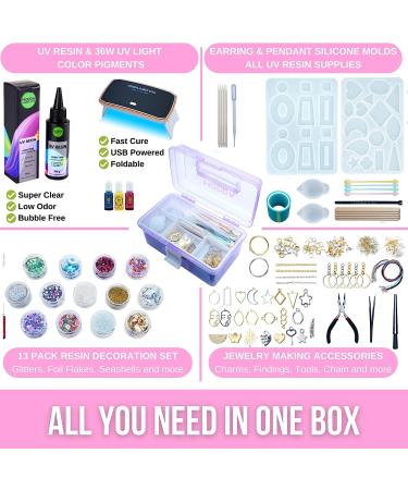 MODDA UV Resin Jewelry Making Kit for Adults - Includes UV Resin, Lamp, Molds, Glitters, Foil Flakes - Beginner Friendly with Video Course - DIY Arts and Crafts - Buy Online on GoSupps.com