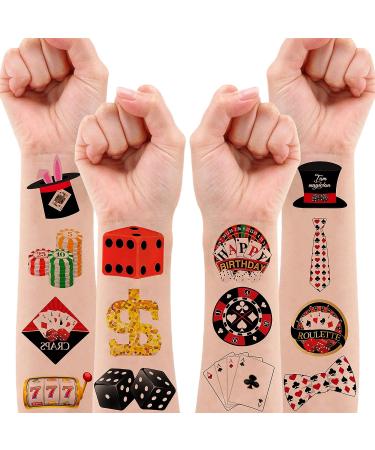 Casino Theme Temporary Tattoos - 8 Sheets 96 PCS Cute Tattoo Stickers for Kids Party Decor & Favors - Buy Online on GoSupps.com