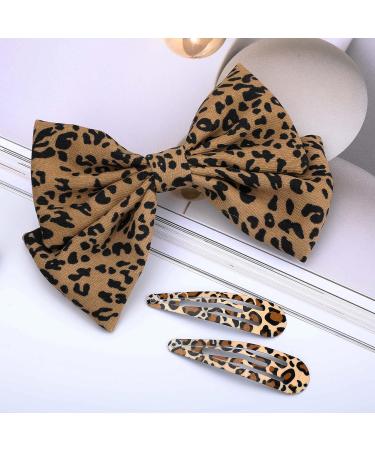 Duoduorou Leopard Bow Hair Clip - Handmade Hair Bow for Girls, Back to School Outfits, Kawaii Flower Hair Accessory - Perfect for Birthday, Party, Christmas, Wedding - Buy Online on GoSupps.com