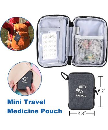 Portable Medication Organizer Storage Bag - Travel Pill Bottle Holder with Strap - Family First Aid Box (Grey - Buy Online on GoSupps.com
