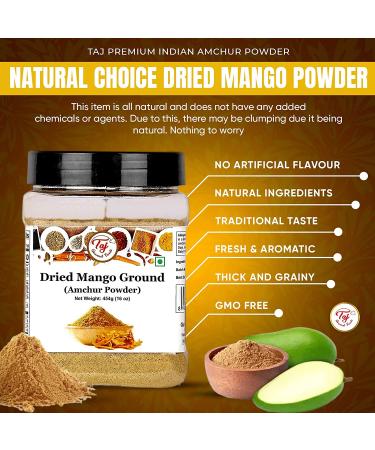 Taj Premium Indian Amchur Powder - 16oz Jar, Dried Mango Powder for Authentic Flavor - Buy Online on GoSupps.com