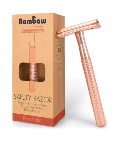 Bambaw Rose Gold Double Edge Safety Razor for Women | Reusable Metal Razor Eco Friendly DE Razor | Safety Razors for Women | Safety Razors Fit All Double Edge Razor | Womens Safety Razor 1 Count (Pack of 1) Rose Gold Razor