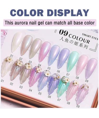 Pearl White Gel Nail Polish Shell Glitter Gel Nail Polish Mermaid Nail Polish 8ml Aurora Shimmering Soak Off UV Nail Gel for Nail Art Home Manicure (01) - Buy Online on GoSupps.com