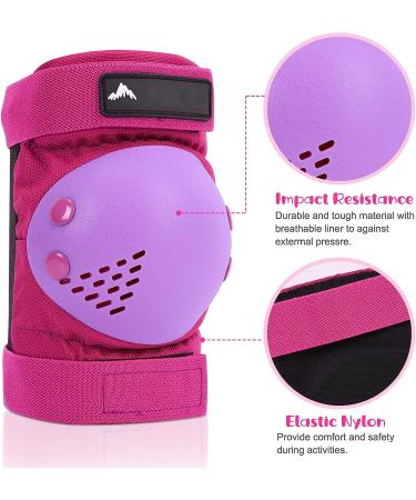 Kids Knee Pads Elbow Pads Wrist Guards Set - 6-in-1 Protective Gear for Girls Boys 3-13 Years - Skateboard Scooter Rollerblading - Small Purple - Buy Online on GoSupps.com