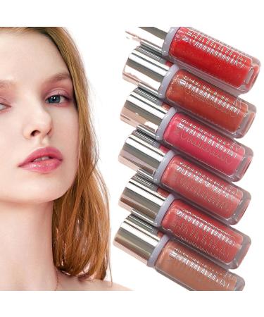Lip gloss fuller plumping lip gloss 6 Pieces Moisturizing Lip Gloss Lip Clay Lip Gloss Long Lasting Makeup Cosmetics Lipstick Makeup for Women Girls Lips and Cheeks