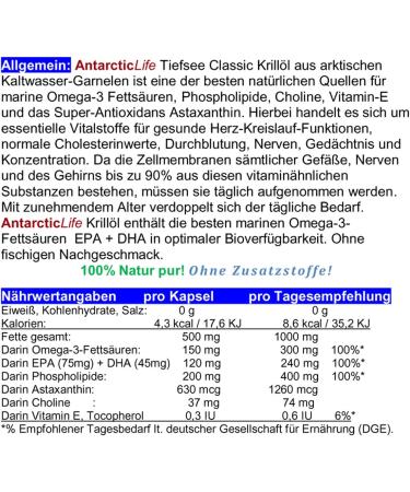 Krill Oil Capsules Omega 3 - Antarctic 480 Softgels with EPA DHA Astaxanthin Antioxidants & Vitamin E - No Fish Oil No Additives | Antarcticlife Deep Sea Classic - Buy Online on GoSupps.com