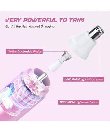 TIFOR Ear and Nose Hair Trimmer - USB Electric Trimmer for Men & Women - Painless Waterproof Hair Removal - Includes 2 Replaceable Blades - Pink Style - Buy Online on GoSupps.com