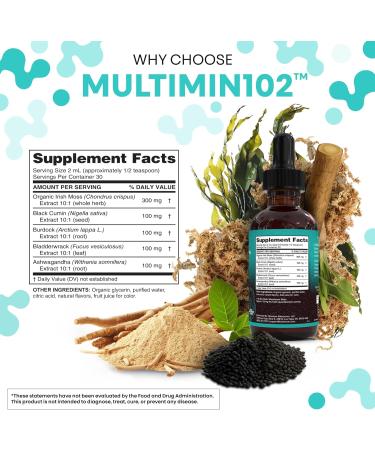 Clean Nutraceuticals Sea Moss Drops Supplement Liquid with Black Seed Oil Ashwagandha Burdock Root & Bladderwrack - Multimineral Organic Non-GMO Vegan for Gut Heath Skin Immune Support Hair (2) - Buy Online on GoSupps.com