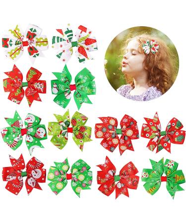 Sibba Hair Bows 3 Inch Toddler Red Green Alloy Clips 12 Pieces Braid Barrettes Ponytail Alligator Headwear Headpiece Lolita Halloween Christmas Easter Party Easter Party Accessories For Girls Christmas Pattern - Buy Online on GoSupps.com