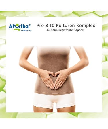 Aportha Pro B - 10 Cultures 60 Capsules | Stomach Stable Allergen-Free Gluten-Free Lactose-Free Vegetarian Probiotic Supplements - Buy Online on GoSupps.com