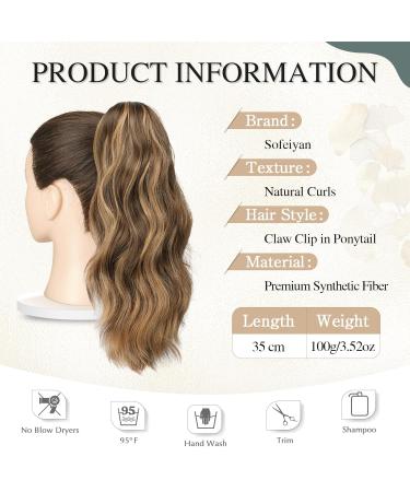 Buy Sofeiyan Claw Clip Ponytail Extension - Long Corrugated Curly Hair Heat-Resistant Brown Honey Blonde Mix - Perfect for Women - Buy Online on GoSupps.com