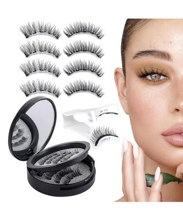 3D Magnetic Eyelashes with Tweezers Reusable Waterproof No Glue Needed for Daily Makeup or Dating Wedding Party