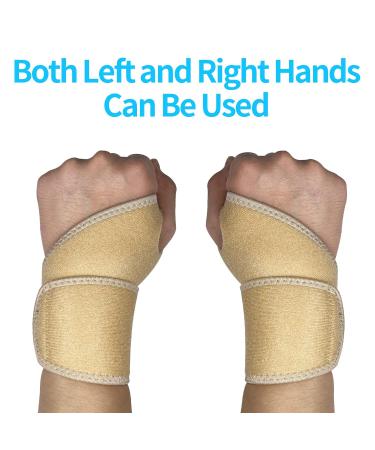 Abnii Wrist Support - Compression Brace for Carpal Tunnel & Arthritis Pain Relief - Beige (1Pair) - Buy Online on GoSupps.com