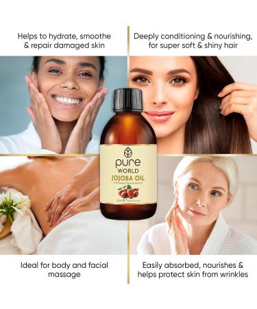 Pure World Natural Peruvian Jojoba Oil 100% Pure and Undiluted 250ml. Cold Pressed Premium Quality Jojoba Oil Skin Nails Body and Face Vegan  - Buy Online on GoSupps.com