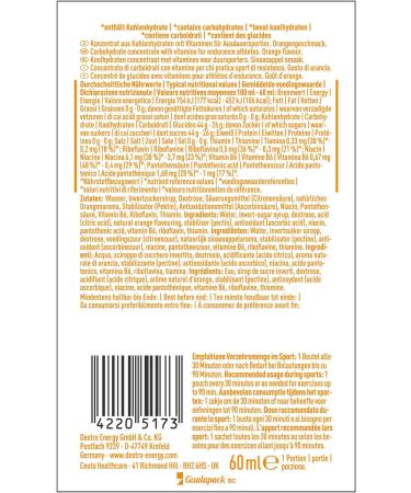 Dextro Energy Liquid Gel Orange + Vitamins - 18x60ml | Boost Energy with Grape Sugar & Vitamin B6 | Fast Carbohydrate Source - Buy Now! - Buy Online on GoSupps.com