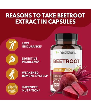 healblend Organic Nitric Oxide Beet Root Capsules 1300mg - Immune Support & Nitric Oxide Booster - 120 Count - International Shipping Available - Buy Online on GoSupps.com