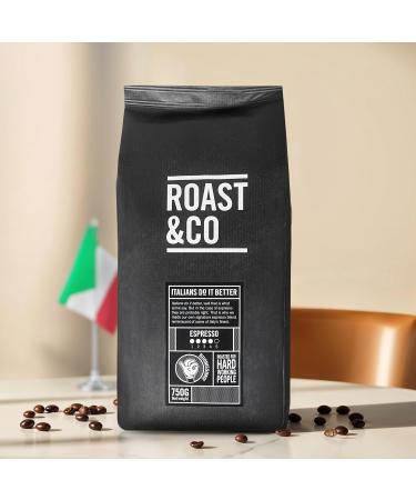 Verdi coffee group Roast & Co Coffee Beans 750g Authentic Italian Espresso Dark Branding Dark Chocolate & Caramel 100 Arabica Caramel Chocolate 750g - Buy Online on GoSupps.com