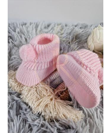 Royal Icon Newborn Baby Booties 0-3 Months | Pom Pom Bootees for Baby Boys & Girls | Warm & Stylish | Indoor & Outdoor Use | Pink RI408 - Buy Online on GoSupps.com