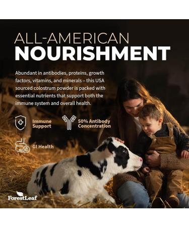 ForestLeaf Colostrum Powder 50% IgG Highest Pure Concentration Grass Fed Colostrum Supplement for Gut Health Immune Support and Muscle Recovery Bovine Colostrum for Humans Unflavored 45 Servings 3.2 Ounce (Pack of 1) - Buy Online on GoSupps.com