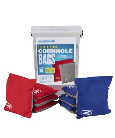 Triumph Sports Cornhole Bags - 8 Pack with Carrying Case - Multiple Styles Available Red/Blue