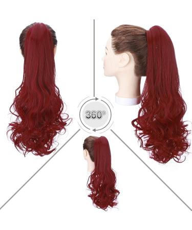 Ponytail Extension Braid with Bracket | Heat Resistant Realistic 18 Dark Red Hair Extensions | Smooth & Corrugated Styles - Buy Online on GoSupps.com