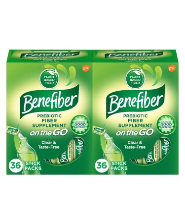 Benefiber On The Go Prebiotic Fiber Supplement Powder - 36 Sticks - Pack of 2