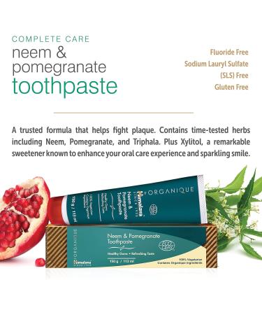 Himalaya Organique Neem & Pomegranate Toothpaste - Fluoride-Free Vegetarian 150g Pack of 2 | International Shipping Available - Buy Online on GoSupps.com