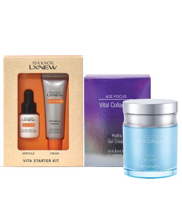 ISA KNOX AGE FOCUS VITAL COLLAGEN Hydra Gel Cream LXNEW VITA MAX Ampoule LXNEW VITAMELA Cream (15 ml/3.89 fl oz) - Korean Skin Care by LG Beauty. Vitamins C B12 & E. Vita Set