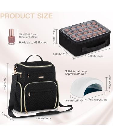 BEGULF Multi-Pocket Nail Polish Organizer Case with UV Light Storage - Holds 48 Bottles - Nail Tech Storage Bag in Black - Buy Online on GoSupps.com