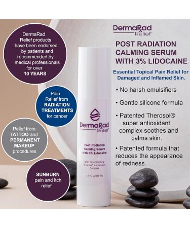 DermaRad Post Radiation Calming Serum with 3% Lidocaine - Soothes Sensitive Skin - Buy Online on GoSupps.com