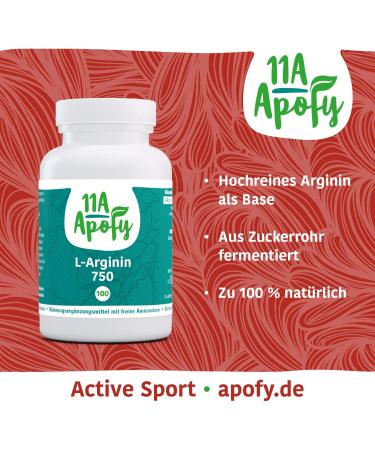 11A-Apofy L-Arginine 750 mg - High Purity Arginine | 2 250 mg Daily Dose | 100 Capsules | Fermented from Sugar Cane | International Shipping - Buy Online on GoSupps.com