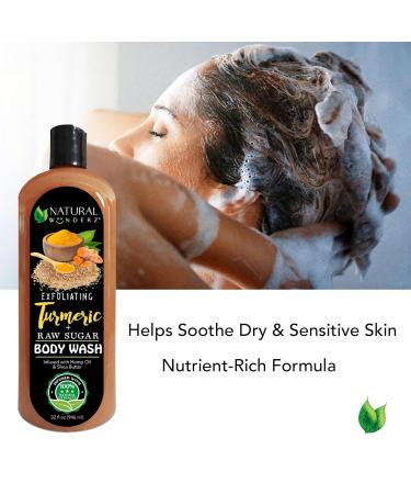 Body Wash with Turmeric & Raw Sugar - Exfoliating Vegan Cleanser 32 Fl Oz - Sulfate Free Cruelty Free for All Skin Types - Buy Online on GoSupps.com