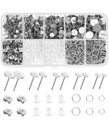 Hypoallergenic Earring Posts and Backs, Shynek 1650pcs Stainless Steel Earring Making Kit Earring Posts Studs, Earring Backs, Jump Rings for DIY Jewelry Earring Making