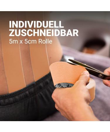 Truetape Basic Kinesiotape - Waterproof & Elastic 5m x 5cm Skin-Friendly Beige Tape for Everyday Use - Buy Online on GoSupps.com