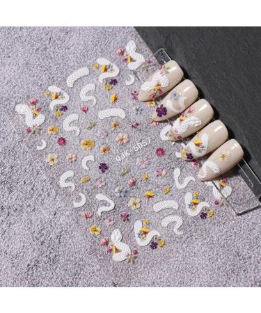 JMEOWIO 6 Sheets 3D Embossed Spring Flower Nail Art Stickers Decals Self-Adhesive 5D Colorful Summer Floral Tulips Nail Supplies Nail Art Design Decoration Accessories - Buy Online on GoSupps.com