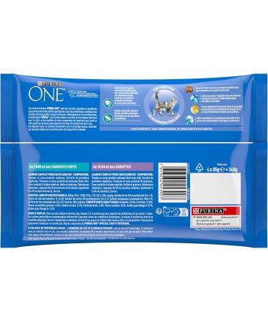 PURINA ONE Indoor Cat Tapered in Sauce Assorted Flavors Veal and Tuna Meal Bags for Adult Cats 4x85g | Pack of 12 - Buy Online on GoSupps.com