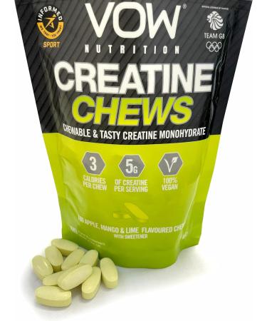 VOW Nutrition Creatine Chews 100 Flavoured Chews | Convenient & Tasty Creatine Monohydrate | Apple Mango & Lime Flavor | Informed Sports Approved - Buy Online on GoSupps.com