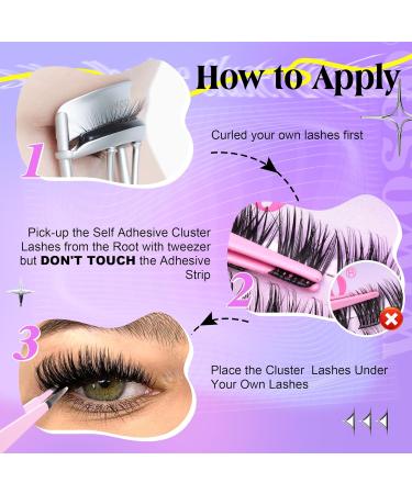 Buy Wiwoseo Self Adhesive Eyelashes | Pre-Glued Cluster Extensions | Waterproof D Curl Lash Clusters - No Glue Needed - Buy Online on GoSupps.com