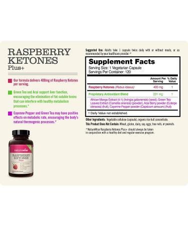 NatureWise Raspberry Ketones Plus â€“ 120 Vegetarian Capsules for Weight Loss & Metabolism Support - Buy Online on GoSupps.com