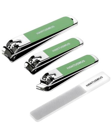 Nail Clipper Set - Ultra Sharp Stainless Steel Manicure & Pedicure Kit with Nail File for Women and Men - Professional Fingernail and Toenail Clipper - Portable Ergonomic Design in Fresh Green