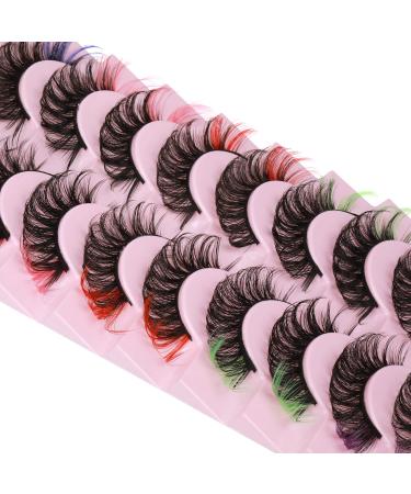 Colorful Russian Strip Lashes - 10 Pairs | 18MM Faux Mink False Eyelashes for Festivals - Buy Online on GoSupps.com