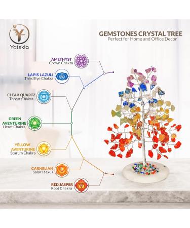 Chakra Tree of Life on Geode Agate Base - Chakra Decor Crystals Necklace - Healing Stones Feng Shui Bonsai Tree - Buy Online on GoSupps.com