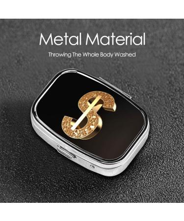 Gold Dollar Sign Pill Case - 2 Compartment Small Pill Box Organizer for Travel & Pocket | Ideal Gift - Buy Online on GoSupps.com