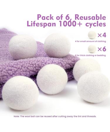 Buy 100% Organic Wool Dryer Balls 6 Pack - Natural Fabric Softener Reduce Wrinkles Lint Free & Anti-Static - Eco-Friendly Laundry Solution - Buy Online on GoSupps.com